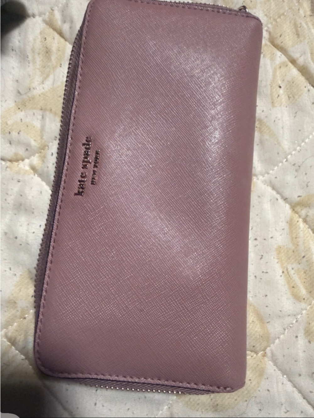 kate spade Pink Zip-Around Saffiano Wallet